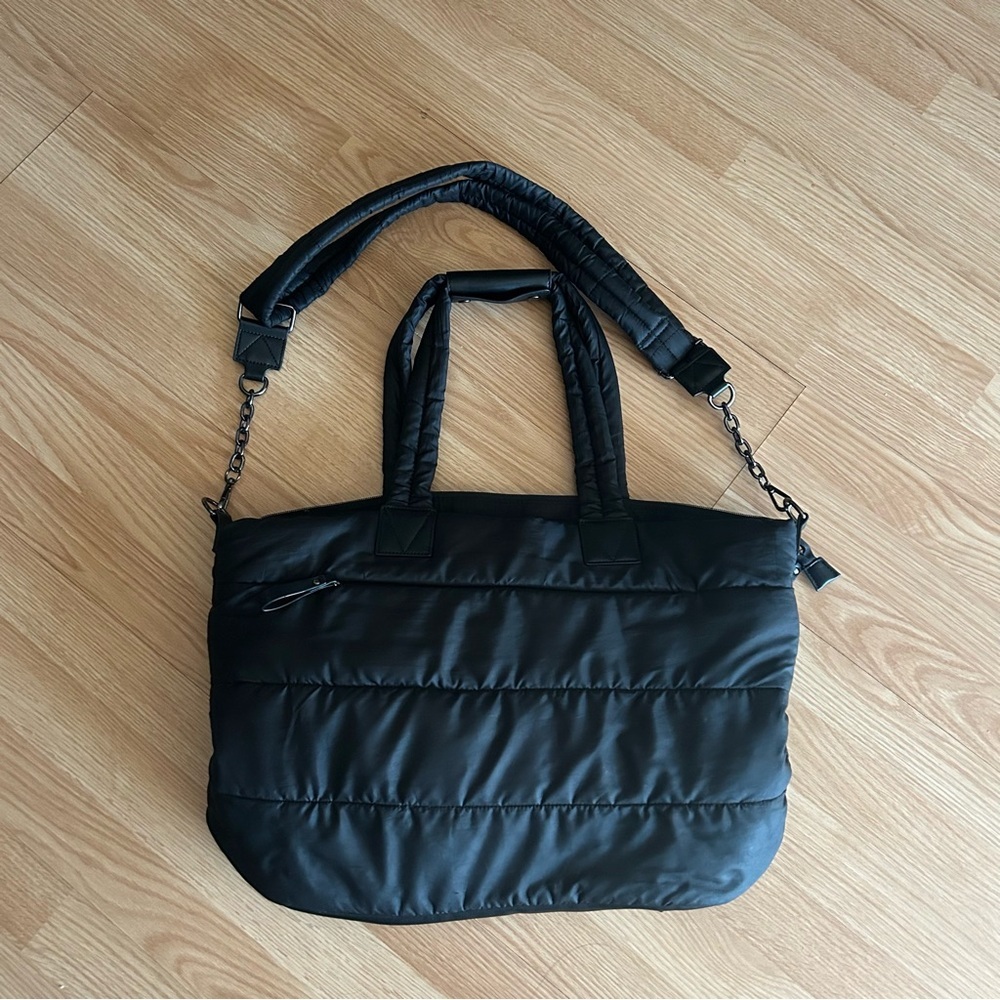Isaac Mizrahi New York Black Quilted Weekender Duffle Tote Bag